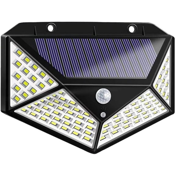 Solar Motion Lights Outdoor 100 LED / 3 Modes 270° Wide Angle IP65 Waterproof Wireless Wall Mounted Solar Powered Motion Sensor Security Flood Light for Yard Patio Porch Garage Backyard