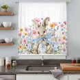 thumbnail image 4 of Easter Bunny Sheer Curtains 63 Inches Long, Eggs Spring Daisy Retro Rabbits Country Plants Light Filering Curtains, Breathable Simi Curtain Privacy Drapes for Living Room Bedroom Window Treatment, 4 of 9