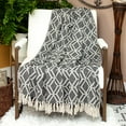 thumbnail image 5 of Parkland Collection Kat 67x52" Hexagonal Cotton Fabric Throw Blanket in Black, 5 of 5