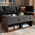 thumbnail image 4 of Baxton Studio Rikke Table Basse 2 Tiroirs en Bois Gris et Noyer, 4 of 9