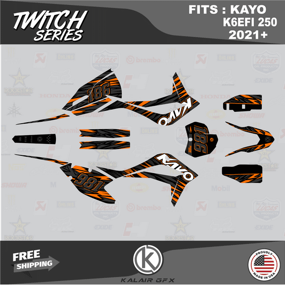 Kalair GFX Graphics Kit for Kayo K6EFI 250 Dirt Bike (2021 ) Twitch Series