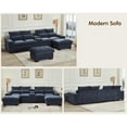 thumbnail image 4 of Hybition Sectional Sofa with 2 ottoman, Chenille Living Room Set, LED Light, Wireless Charging, Storage Console, Cup Holder-Color:Dark Grey, 4 of 9