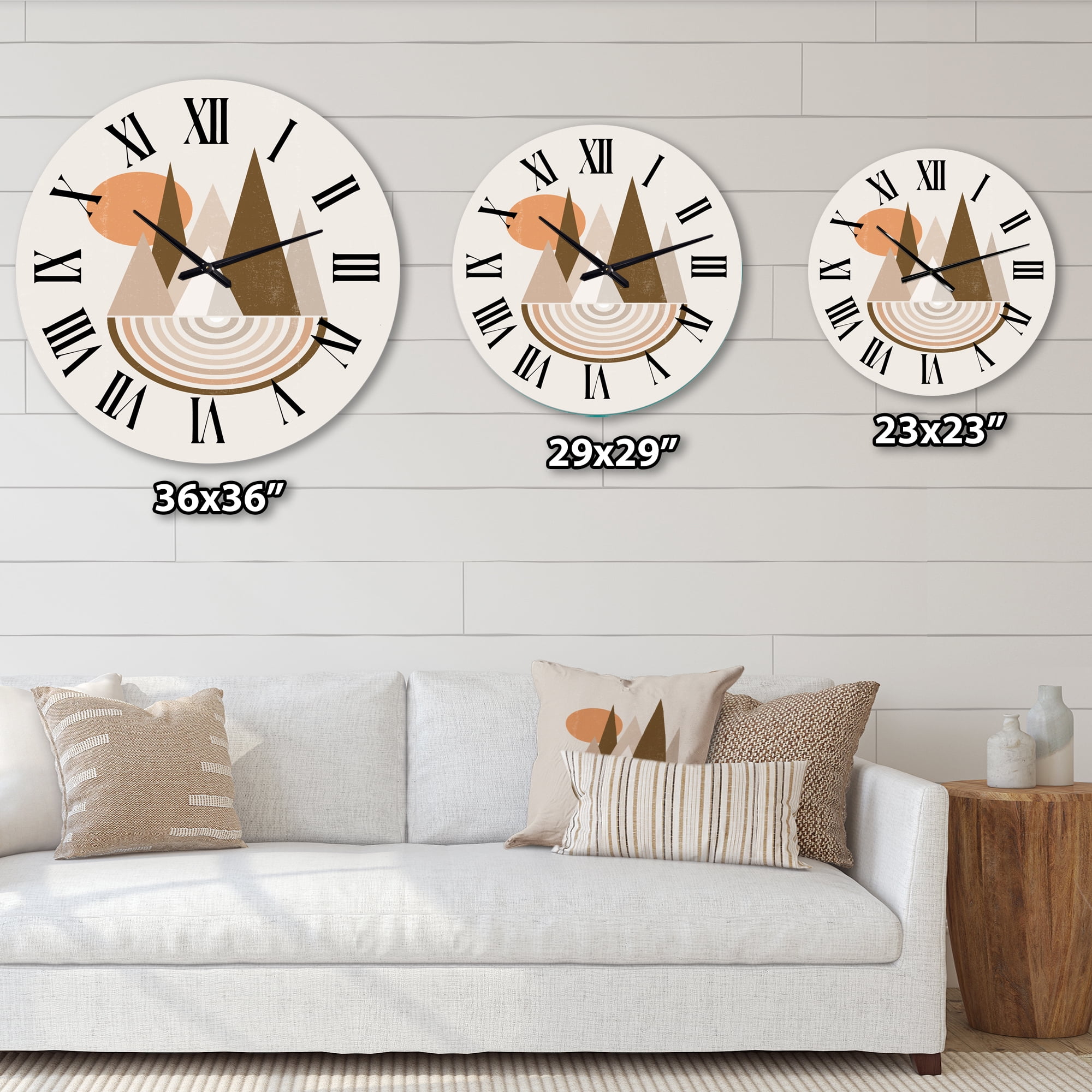 Designart 'Minimalistic Mountain Landscape With Red Full Moon' Modern Wall Clock