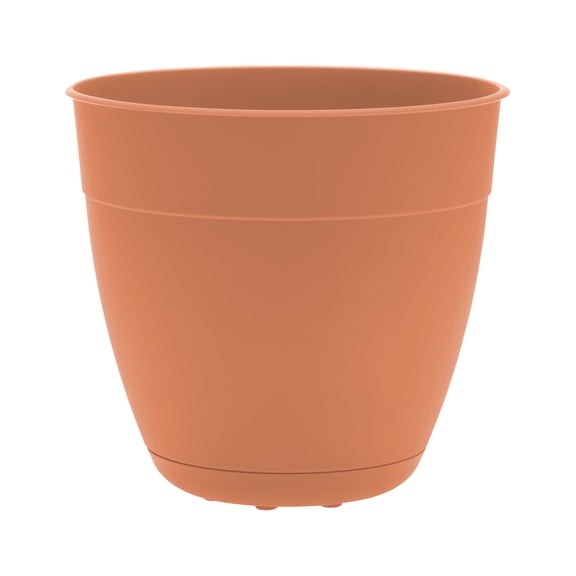 Bloem 8-in Dayton 100% Recycled Plastic Planter with Saucer - Coral Color