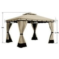 thumbnail image 2 of Dextrus 10' x 12' Outdoor Gazebo for Patios, Double Roof Softtop Canopy Gazebo with Mosquito Netting and Curtains, Soft Fabric Top Garden Winds Tent for Lawn, Garden, Backyard and Deck, 2 of 5