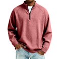 thumbnail image 3 of GrmtClth Mens Half Zip Stand Collar Waffle Grid Pullover Tops Textured Knit Long Sleeve Light Warm Autumn Winter Casual Office Polo Shirts Wine XL, 3 of 7