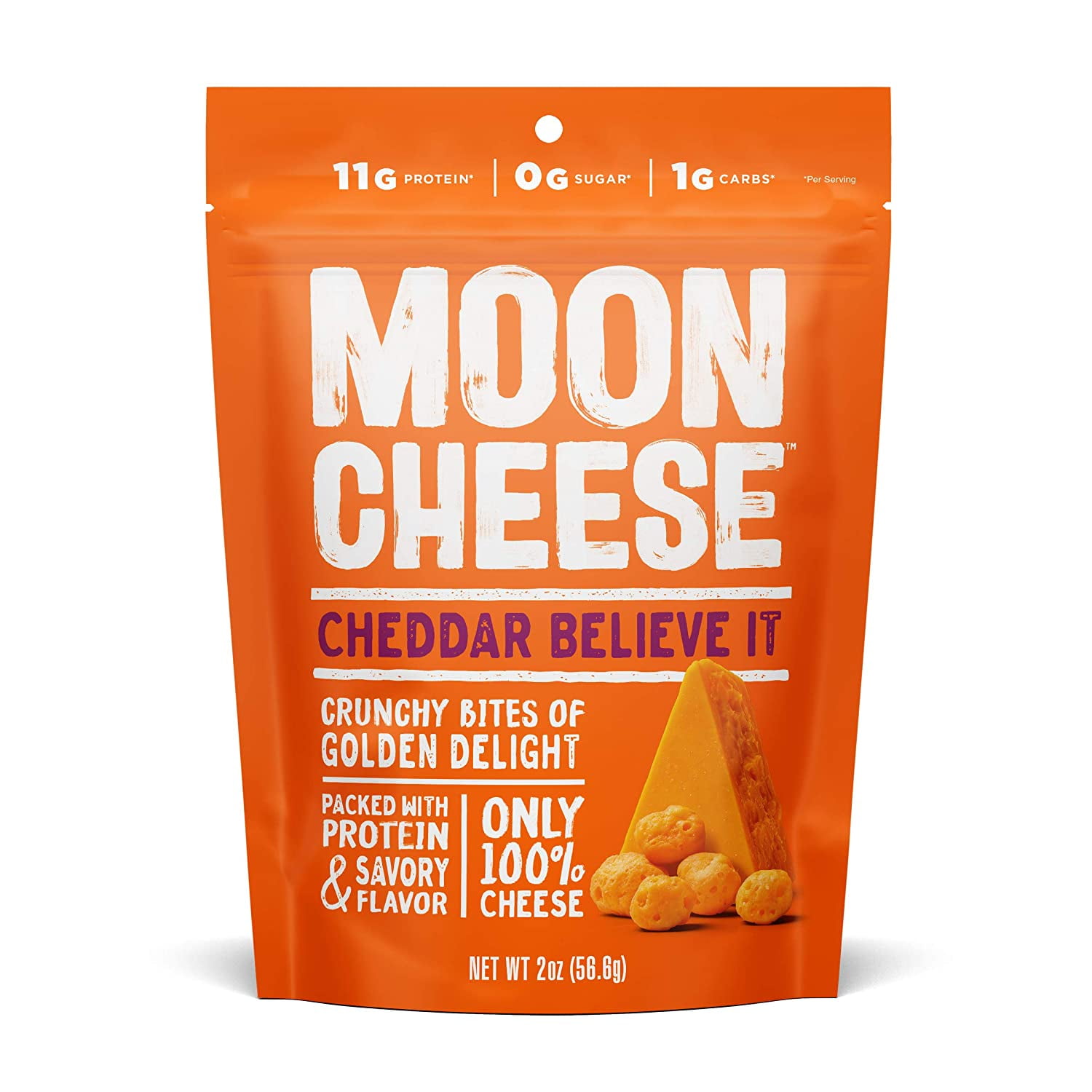 Moon Cheese Crunchy Cheese Snacks Gluten Free Cheddar 2 oz Pack of 2