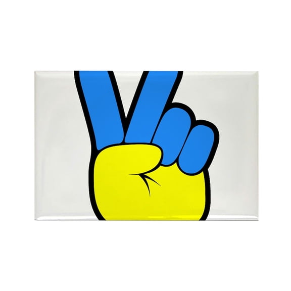 CafePress - Ukrainian Flag Peace Sign Ukraine Native H Magnets - Rectangle Magnet, 2"x3" Refrigerator Magnet