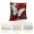 thumbnail image 4 of ONETECH  Flower Throw Pillow Covers Red Rose Gray Black Decorative Pillow Covers Couch Bed Sofa Floral Square Pillow Cover Red Black Farmhouse Pillow Case Spring Summer (Red Black), 4 of 5