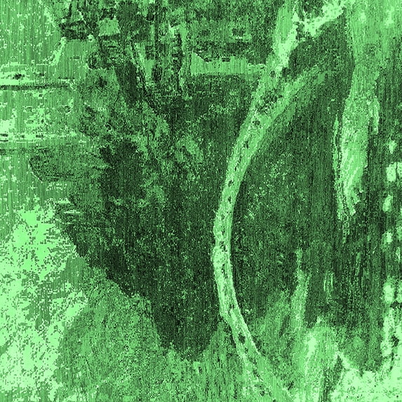 Ahgly Company Indoor Square Oriental Emerald Green Industrial Area Rugs, 6' Square
