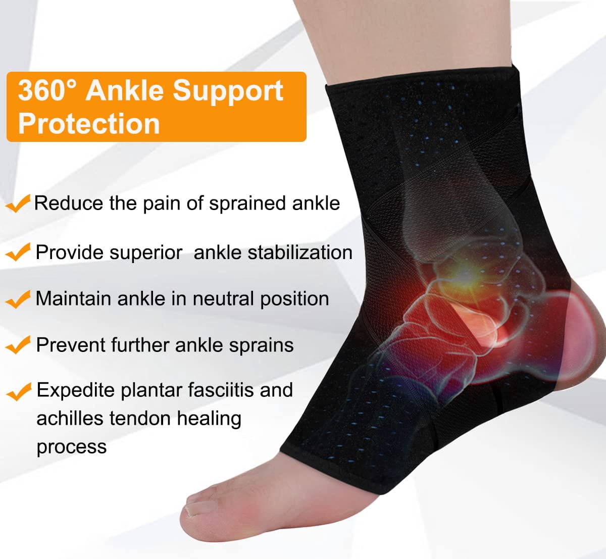 Sinvic Ankle Brace for Men Women, Adjustable Breathable Stabilizer for Sprain Injury And Athletic Sports