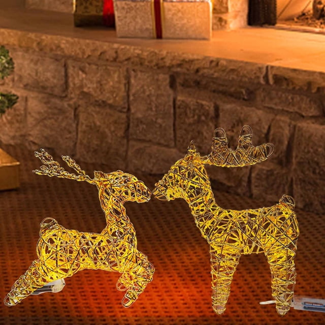 onlyliua Descuentos de Temporada Ciervo Navideño Iluminado, Ciervo Brillante y Tiras de Luces para Decoración de Patio Al Aire Libre, Luces Led Decorativas Navideñas Preiluminadas Artificiales
