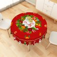 thumbnail image 3 of Duangreer Red Christmas 70''Round Tablecloth, Cartoon Snowman Elk Print, Washable Picnic Table Cover for Family Party Dining Indoor and Outdoor, 3 of 6
