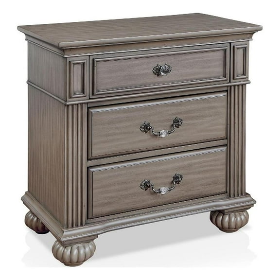 Recus Classic Nightstand with 3 Drawers- Acrylic Accents-Solid Wood