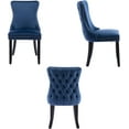 thumbnail image 3 of Velvet Upholstered Dining Chairs Set of 6, Wingback Kitchen Room Accent Chairs with Solid Wood Leg, Dinner Chairs with Nailhead Trim & Button Tufted Back, 3 of 7