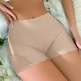 thumbnail image 2 of LNWUY Women's Lightweight Breathable Underwear Floral Lace Scallop Trim Mid Rise Boyshorts Panties Beige M, 2 of 9