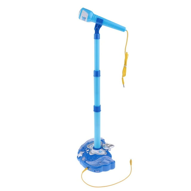 Karaoké pour Enfants avec MICROPHONE à Pied Ajustable Jouet de Chant Bleu