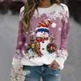 thumbnail image 2 of Sudadera de manga larga para mujer Color mezclado Navidad Regular Invierno Blanco y Azul Azuro Blanco/Negro Sudadera roja degradada, 2 of 4