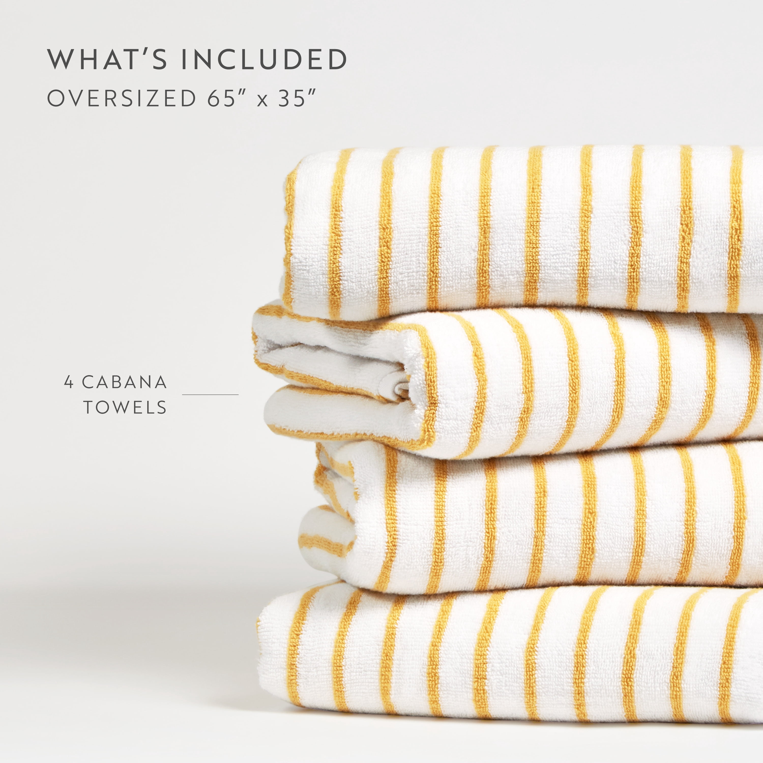 Noble Linens 4 pack Striped Cotton Cabana Beach and Pool Towels