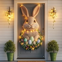 CVLNCYCLING Easter Decoration,Easter Decorations for the Home,Easter Door Cover with Three-Dimensional Bunny Wreath Dattern Door Flag Door Hanging Door Cover Decoration Spring Easter Decor