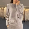 thumbnail image 2 of ManxiVoo Women's Round Neck Knit Sweater with Floral Crochet Design Vintage Style Pullover Top S Size Khaki, 2 of 9