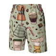 thumbnail image 5 of Kll Coffee Makers Macaroons Chocolate Men'S Casual Summer Beach Shorts Hawaiian Shorts With Pockets-Small, 5 of 9