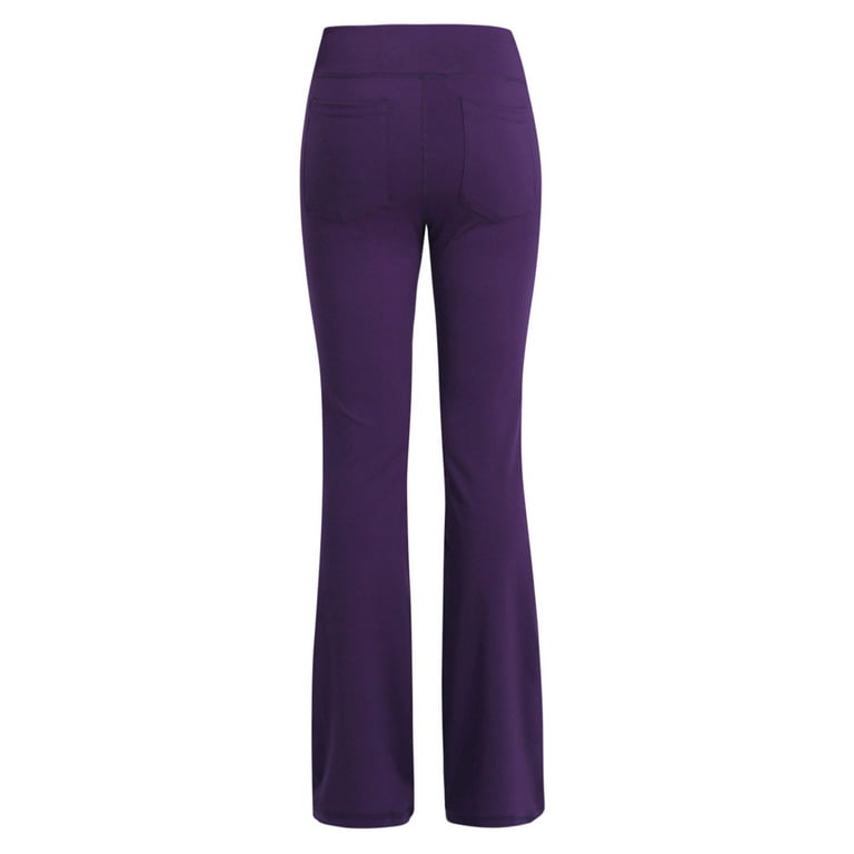 Capreze Dress Pants for Women High Waist Office Work Pant with Pockets  Casual Straight Leg Slacks Business Trousers Purple S