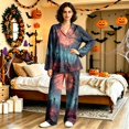 thumbnail image 4 of Halloween Couple Matching Pajamas Long Sleeve His and Hers Pajamas Sets Sleepwear Halloween Pumpkin Button Down Soft Loungewear 2 Pcs Pj Set Black S, 4 of 5