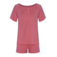 thumbnail image 3 of SnZhen Two Piece Sets for Women Summer Fashion Women Casual Print Short Sleeve Button Tops Nightwear Shorts Sleepwear Sets, 3 of 5