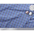 thumbnail image 2 of Soimoi Blue Rayon Crepe Fabric Plaid Check Print Sewing Fabric Yard 46 Inch Wide, 2 of 3