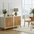 thumbnail image 2 of Nathan James Jasper Modern Sideboard, Kitchen Storage Cabinet with Fluted Doors, Accent Storage for Kitchen or Living Room, White/Warm Pine, 2 of 8