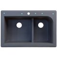 thumbnail image 3 of Transolid Radius 33in x 22in silQ Granite Drop-in Double Bowl Kitchen Sink with 3 CDE Faucet Holes, In Grey, 3 of 4
