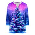 thumbnail image 4 of Jsaierl Merry Christmas Shirts for Women Plus Size Xmas Graphic Tees Going Out Crewneck T-shirt 3/4 Sleeve Tunic Blouse Tops, 4 of 5