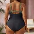 thumbnail image 5 of TrendOFT Plus Size Swimsuit for Women Backless Tummy Control One Piece Tankini Bathing Suit Color Block Beach Pool Ruched Swimwear Army Green L, 5 of 5
