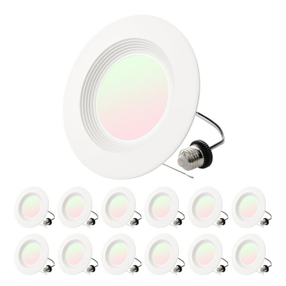 VEVOR 12 Pack LED Recessed Lighting, 5/6 Inch, Retrofit Can Lights, 1050 LM 13W 120V, Selectable 5CCT 2700K/3000K/3500K/4000K/5000K, 10% to 100% Dimmable, Compatible with E26 Base and TP24 Connector