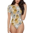 thumbnail image 2 of Goofa Music Dancing Cat Printed Women Rash Guard Short Sleeve,Tummy control Swimsuit Surfing Swimsuit Bathing Suit One Piece Swimsuit UPF 50-Medium, 2 of 9