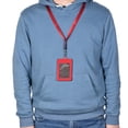 thumbnail image 6 of Uxcell 11cm Vertical Badge Holder PU Leather ID Holder Detachable with 2 Slots and Neck Lanyard Red, 6 of 6