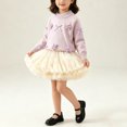 thumbnail image 7 of Girls 2 Piece Outfit Set Crew Neck Knit Sweater with 3D Flower Bow & Fluffy Tulle Tutu Skirt, Sweet Princess Style Casual Clothing Set for Little Girls Fall Winter Purple 5-6 Years, 7 of 7