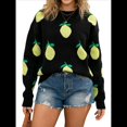 thumbnail image 3 of Suéter Holgado de Punto con Cuello Redondo y Larga para Mujer, Otoño e Invierno 2025 Negro L, 3 of 9