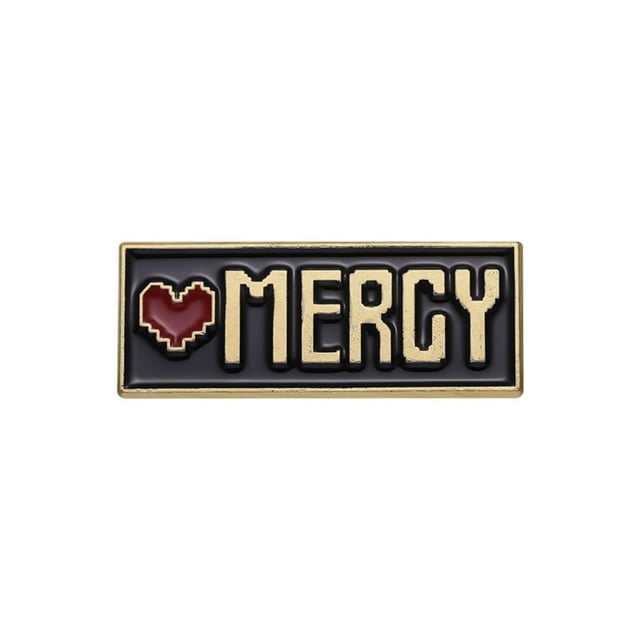 Broche de aleación esmaltada negra con forma de corazón Mercy con forma de corazón y oro, 3 x 1,2 cm