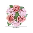 thumbnail image 3 of Artificial Rose Embroidery Ball Flower 3 Inches Candle Rings Wreaths Center Eucalyptus Leaves Wreaths Small Boho Wreath Pillar Candle Holder for Easter Wedding Home Door Tabletop Decoration, 3 of 6