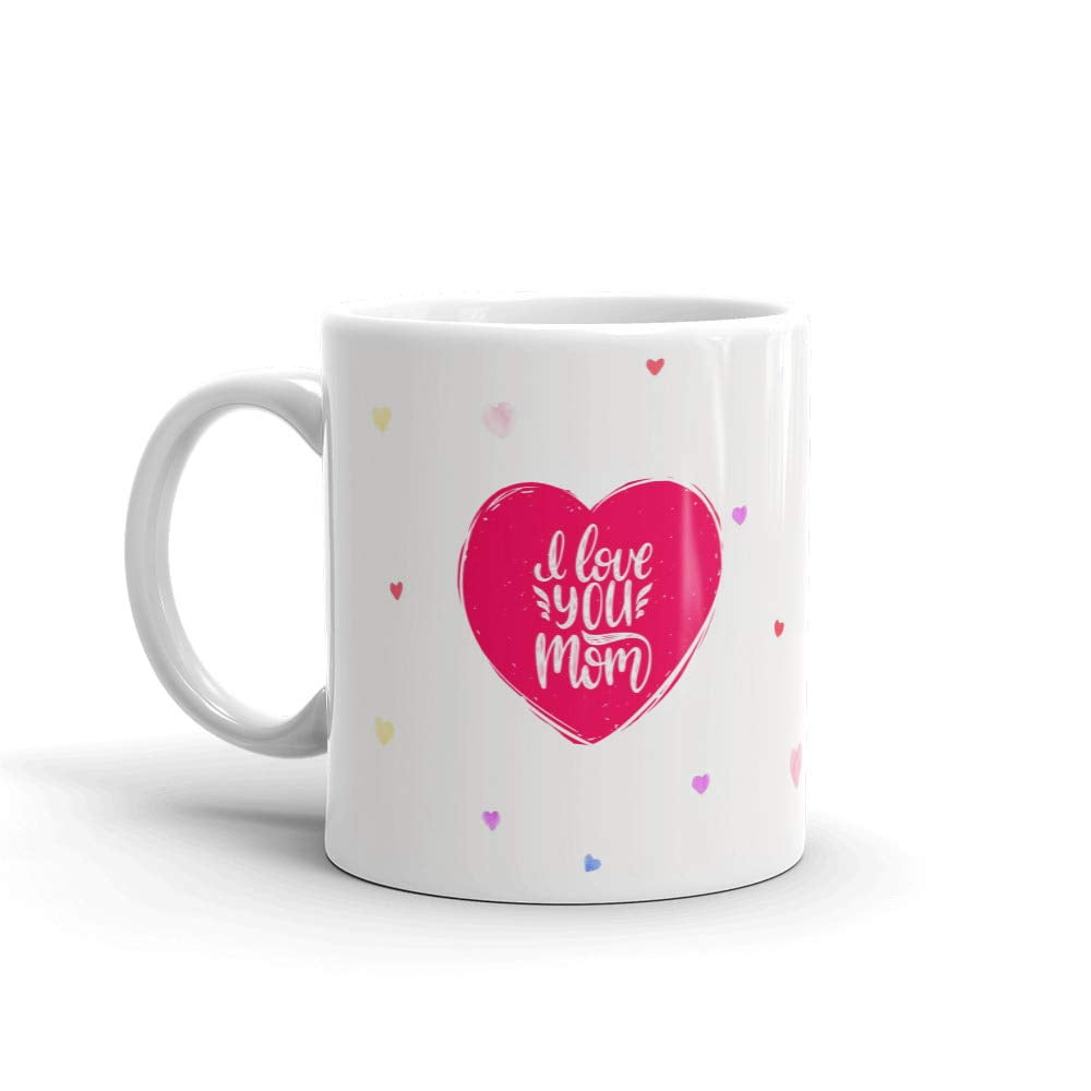 I Love You Mom Calligraphy Coffee Tea Ceramic Mug Office Work Cup Gift