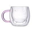 thumbnail image 2 of Vaso de vidrio antiescaldamiento, soplado a mano, resistente al calor, con forma de oreja de gato. Linea blanca, 2 of 9