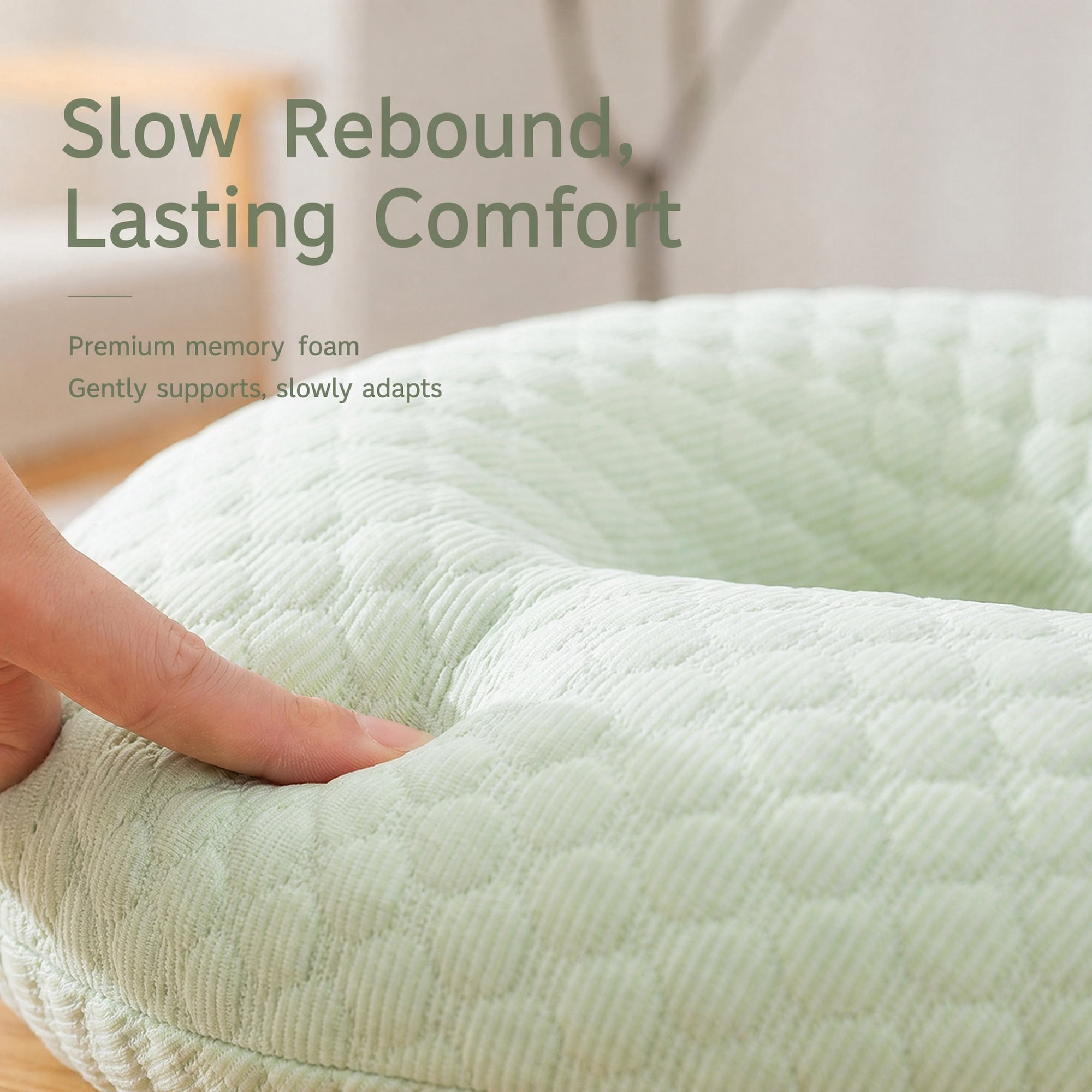 Unique Bargains Memory Foam U Shape Travel Neck Pillow for Office Naps Green 12"x12"x4"