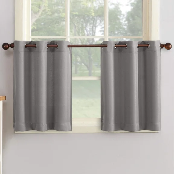 No. 918 47136 Montego Grommet Textured Kitchen Curtain Tier Pair, 56" X 24",