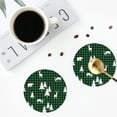 thumbnail image 4 of Fuzoiu Christmas tree green plaid Print Leather Coasters Set,Drink Coasters Set of 4,for Tabletop Protection, Durable PVC Coasters,Home Décor and Housewarming Gift-Round Shape, 4 of 6
