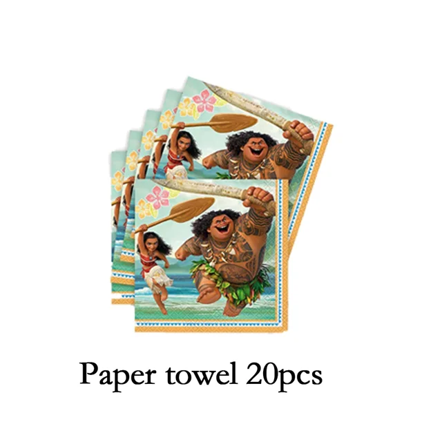 Vajilla desechable para fiesta de cumpleaños de la serie Moana, pancarta para decoración de tartas, bandera colgante, globos de Moana, decoración de cumpleaños