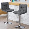 thumbnail image 2 of Yaheetech Set of 2 Faux Leather Swivel Bar Stools with Adjustable Height, Backrest & Footrest, Gray, 2 of 7