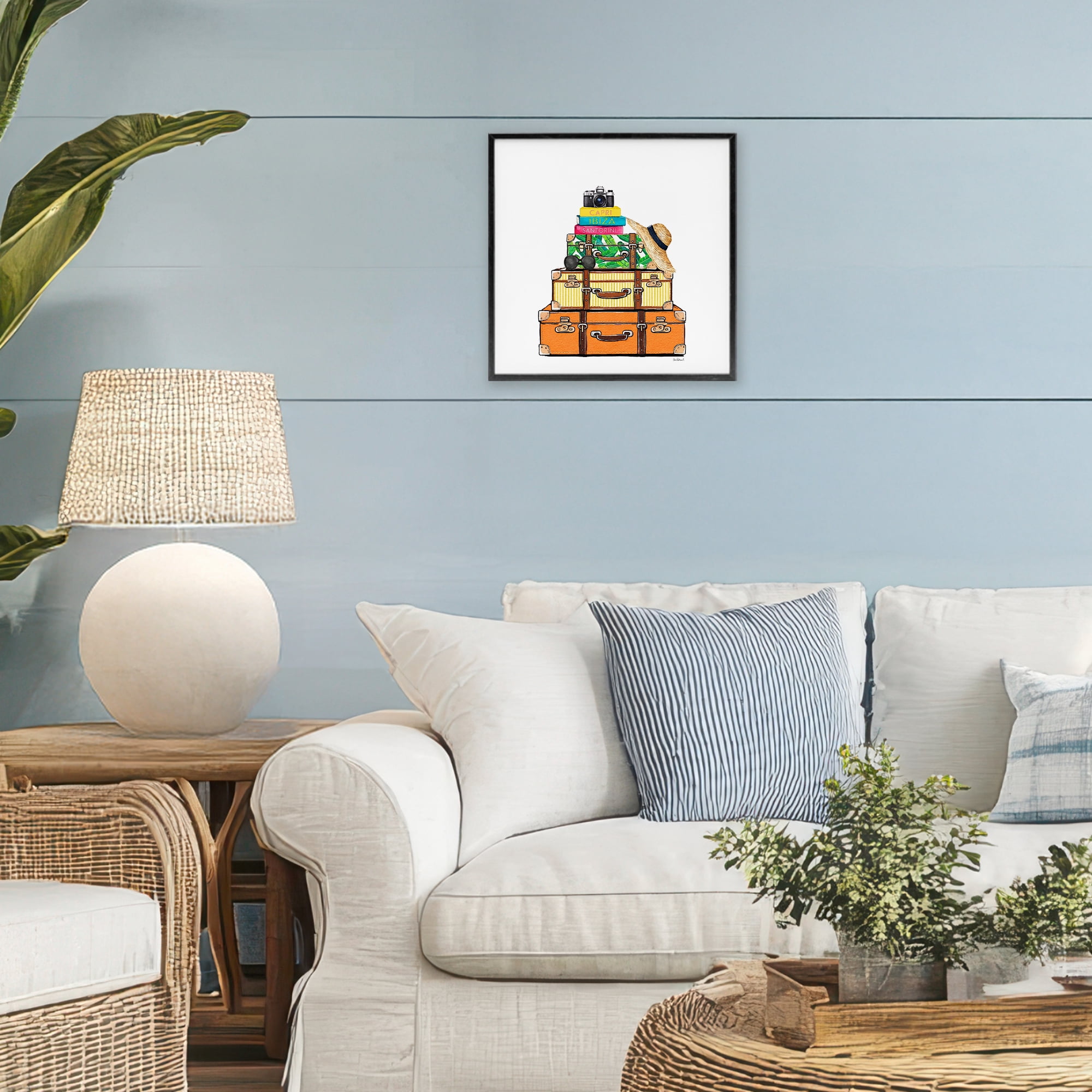 Stupell Industries Travel Suitcases & Camera Black Framed Giclee Art, design by Amanda Greenwood