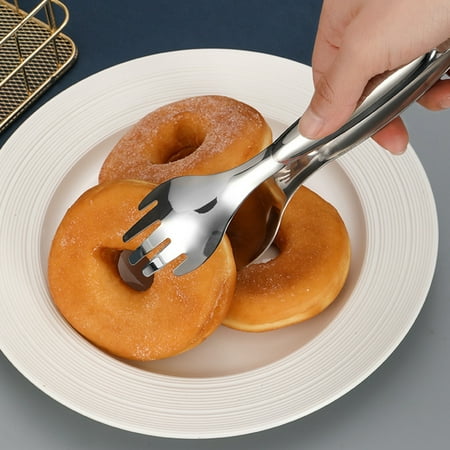 

GROFRY Polishing Steak Clip Firm Hold Stainless Steel Strong Construction Thicken Salad Tweezer Party Supplies